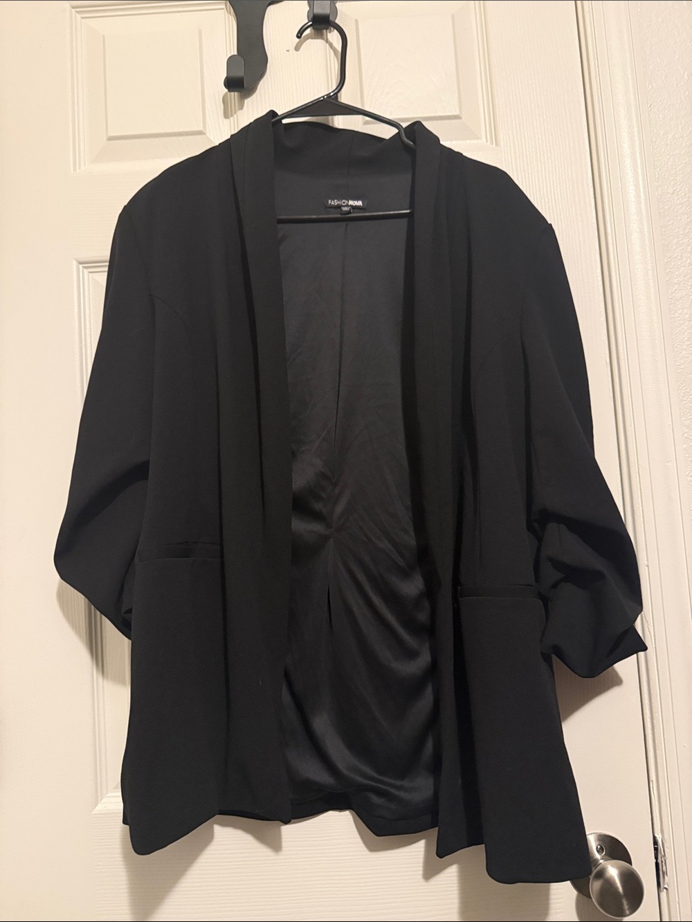 Fashion Nova Black Open-Front Draped Blazer